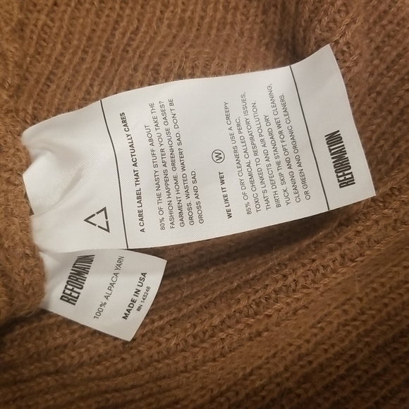 💕REFORMATION💕 Evie Sweater ~ 100% Alpaca Wool Camel Brown XS - Picture 10 of 10